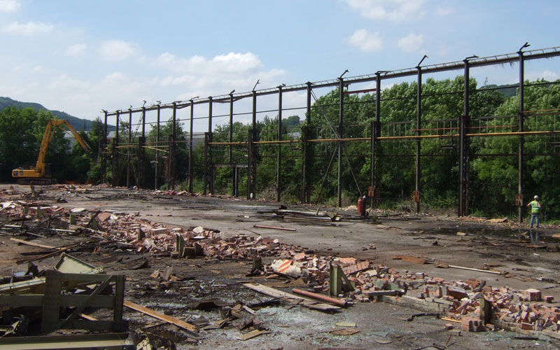 Few Demolition of factory at Pontypridd